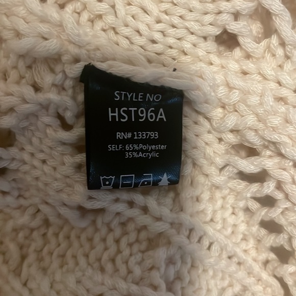 POL Woman's Open Knit Long Vest Pullover Cream Color Size Large Bohemian - Picture 3 of 7